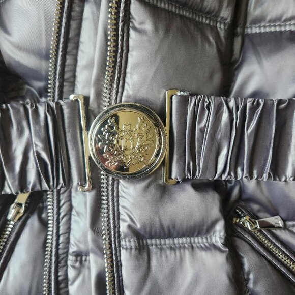 Dawn Levy gorgeous Pewter-colored winter jacket with attached belt. - Picture 7 of 9